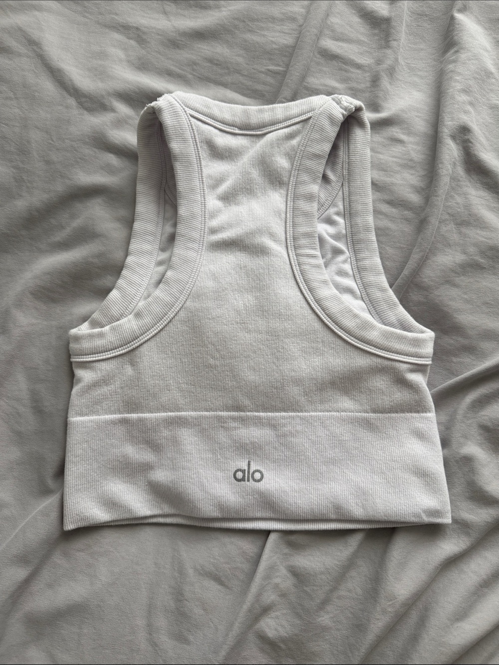 ALO Yoga White Racerback Crop Tank Top